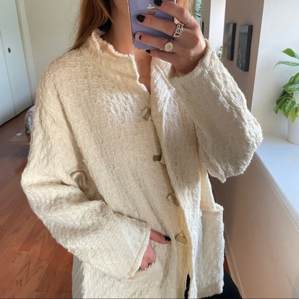 Michel Leger Brocade Collared Toggle Button-Down … - image 2